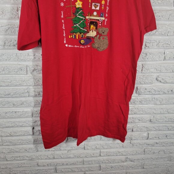 Christmas Heartland Apparel Womens Pajama Top One Size Long Cotton Red NOV4E - Picture 5 of 10